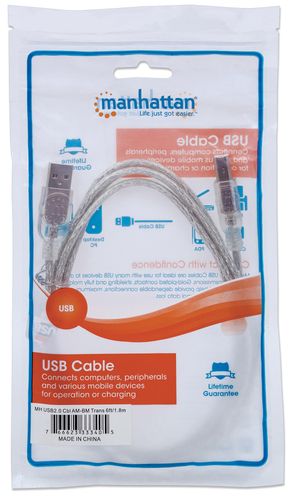 KABEL MANHATTAN  USB A-B M/M 3,0m USB2.0 Hi-Speed srebrny 340458 na Arena.pl