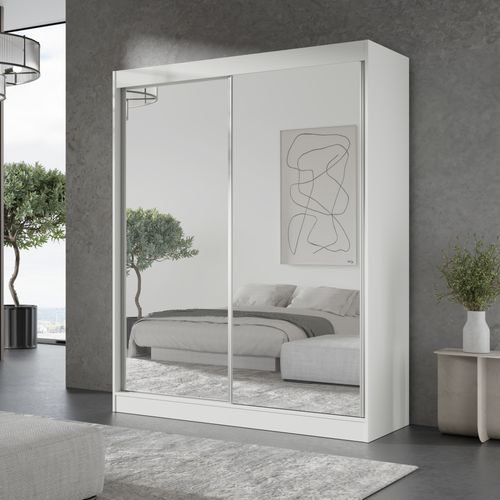 Szafa przesuwna z lustrem Como 2D2L 150 Biała na Arena.pl