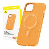 2 x Etui Magnetyczne Baseus Fauxther DO iPhone 15 Plus Skóra PU Pomarańczow