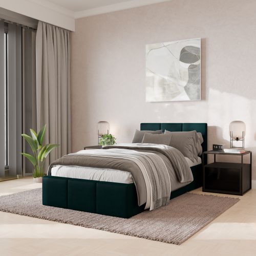 ŁÓŻKO POJEDYNCZE 90x200cm ŁÓŻKO TAPICEROWANE Z POJEMNIKIEM TURKUSOWE na Arena.pl