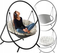 WISZĄCY FOTEL OGRODOWY Z PODUSZKĄ 115x140x167 CM STALOWY KOLORY HUŚTAWKA