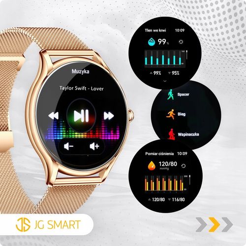 SMARTWATCH DAMSKI ZEGAREK PL MENU POWIADOMIENIA ROZMOWY SMART WATCH 4 PASKI na Arena.pl