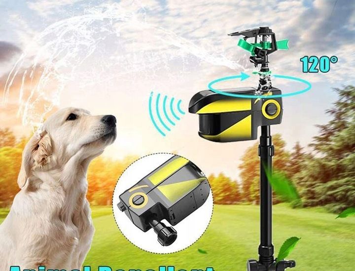 WODNY ODSTRASZACZ ZWIERZĄT KOTY PSY PTAKI KUNY Podczerwień OBRÓT 360° SOLAR zdjęcie 2