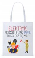 Dla Elektryka Na Prezent Torba Eco Biała Shopper Z Nadrukiem Ze Zdjęciem