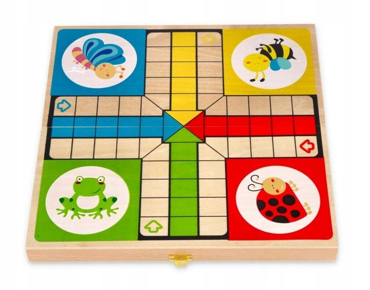 DREWNIANA GRA PLANSZOWA LUDO CHIŃCZYK FIGURKI FAMILIJNA RODZINNA zdjęcie 10