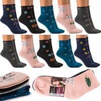 10x SKARPETKI damskie BEZUCISKOWE skarpety BAWEŁNIANE kolorowe 39-42