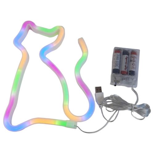 Lampka Nocna LED Neon Kot Dekoracja USB na Arena.pl