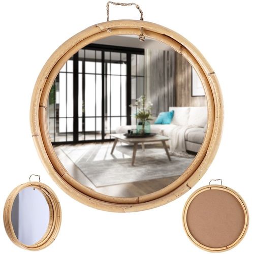 Lustro ścienne rattanowe okrągłe 30 cm na Arena.pl