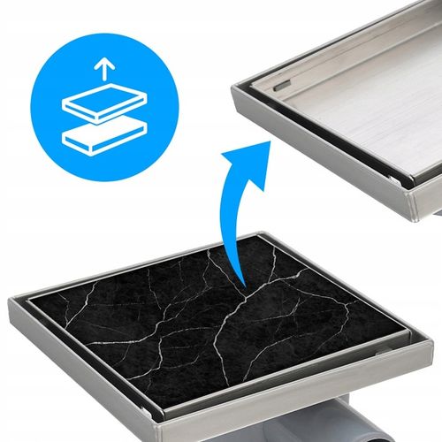 ODPŁYW LINIOWY KWADRATOWY 15x15 CM INOX OBROTOWY NISKI SYFON 360 DL07 FIX na Arena.pl