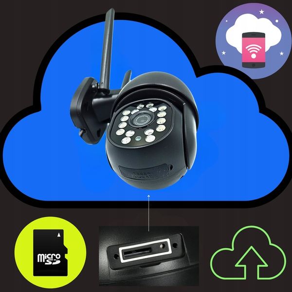 Zewnętrzna Kamera WIFI Obrotowa 8MPx ŚLEDZENIE ~360 stopni UHD NAGRANIA SD zdjęcie 9