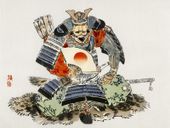 Plakat 80x60cm Samurai, Kōno Bairei Japoński Vintage do Salonu