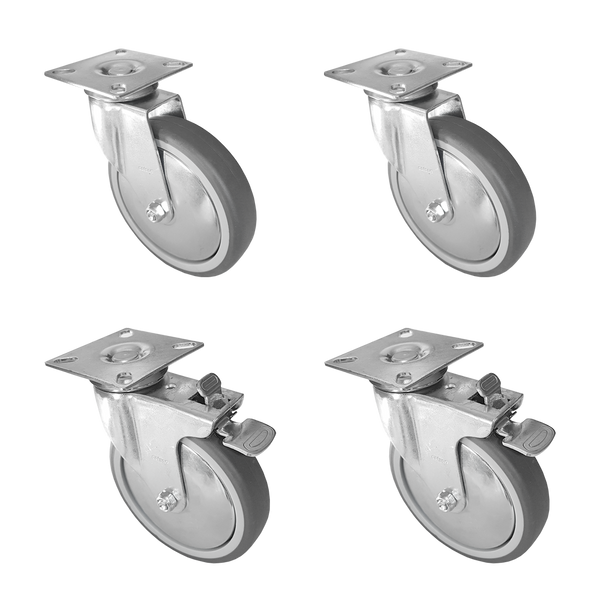 Zestaw jezdny Fi 125, Gumowane, łożysko kulkowe, 2 x z hamulcem + 2 x bez zdjęcie 1