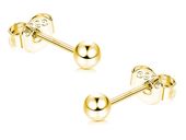 POZŁACANE SREBRNE KOLCZYKI GŁADKIE KULE KULKI 4MM