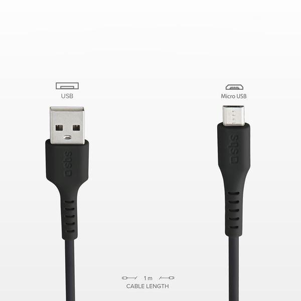 Kabel przewód USB-A - Micro-USB 1m - czarny zdjęcie 5