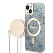 Zestaw Guess GUBPP14SH4EACSB Case+ Charger iPhone 14 6,1" niebieski/blue