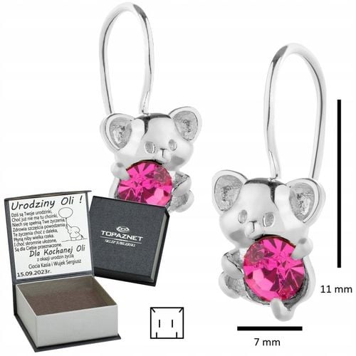 SREBRNE KOLCZYKI DLA DZIEWCZYNKI WISZĄCE + GRAWER na Arena.pl