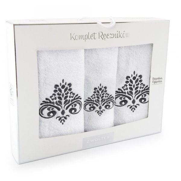 Komplet ręczników 3 szt. ZWOLTEX wzór SULTAN biały zdjęcie 1