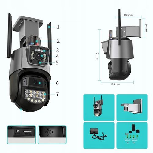 PODWÓJNA KAMERA IP 2W1 ZEWNĘTRZNA OBROTOWA WIFI 2x 3MPx FULL HD+ MONITORING na Arena.pl