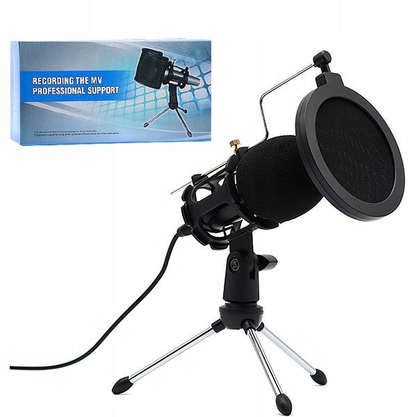 MIKROFON ZE STATYWEM STOJAKIEM DO NAGRYWANIA STUDYJNY YOUTUBE GAMING zdjęcie 2