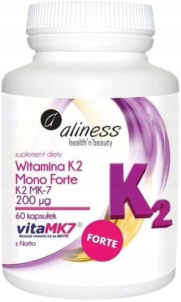 WITAMINA K2 MK-7 MONO FORTE 200 ug z Natto Aliness Regeneracja kości zdjęcie 1