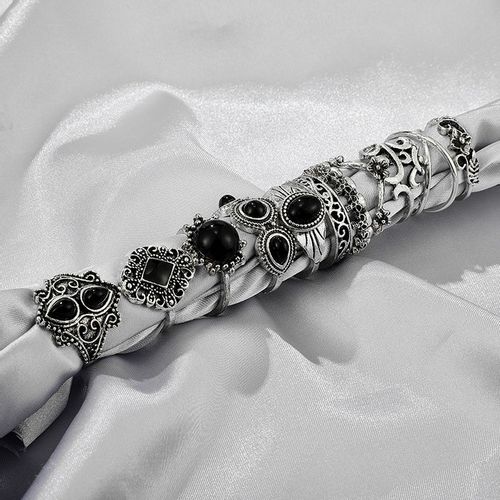 Srebrny ZESTAW PIERŚCIONKÓW RETRO PUNK BOHO 02 na Arena.pl