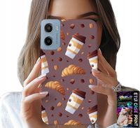 ETUI DO MOTOROLA E15 / G05 - CASE Z KAWĄ ROGALIKAMI I ZIARNAMI W TLE