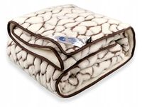 KOŁDRA WEŁNIANA 180x200 KASZMIR GIULIA WOOLMARK KK3 ECRU INDYGOSKLEP