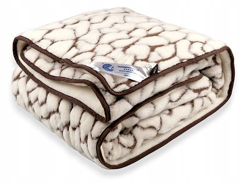 KOŁDRA WEŁNIANA 180x200 KASZMIR GIULIA WOOLMARK KK3 ECRU INDYGOSKLEP na Arena.pl