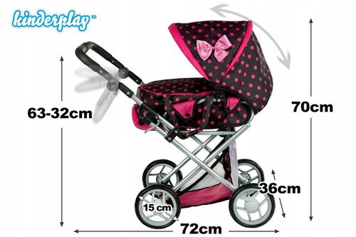 WÓZEK DLA LALEK GŁĘBOKI SPACERÓWKA GONDOLA KINDERPLAY + ŁÓŻECZKO DLA LALKI na Arena.pl
