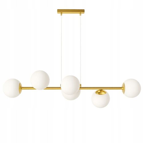 Lampa Wisząca Sufitowa Złota Żyrandol Białe Kule 6x LED E27 na Arena.pl