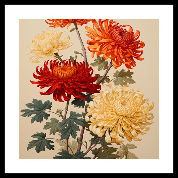 Plakat 30x30cm Tańczące Chryzantemy zdjęcie 3
