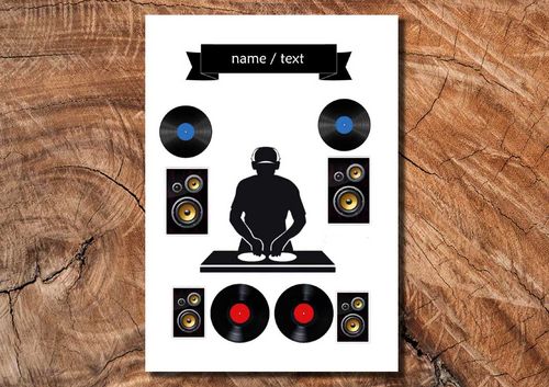 Wydruk cukrowy na tort A5 DJ muzyka klub napis DIY na Arena.pl