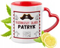 Kubek Czerwony Z Uszkiem W Kształcie Serca Dla Patryka Na Prezent