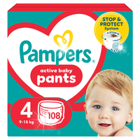 PAMPERS PANTS 4 ROZMIAR PIELUCHOMAJTKI DLA DZIECI 9-15kg MEGA ZAPAS 108szt