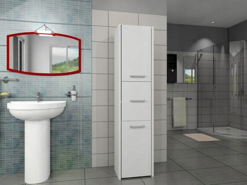 SZAFKA ŁAZIENKOWA REGAŁ SŁUPEK 30cm 3 DRZWI BIAŁA na Arena.pl