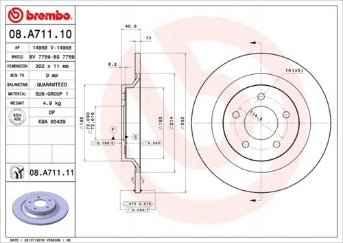 TARCZA HAM TYL 302X11 P BREMBO na Arena.pl