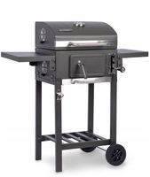 GRILL WĘGLOWY OGRODOWY ŻELIWNY RUSZT Z POKRYWĄ POPIELNIK + TERMOMETR