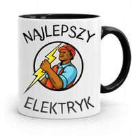 Kubek Czarny Prezent Elektryka Najlepszy Elektryk Z Nadrukiem Ze Zdjęciem