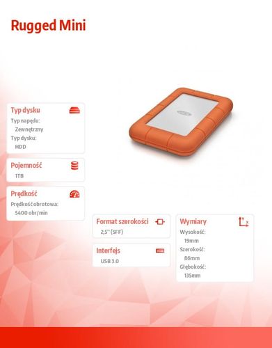 LaCie Rugged Mini 1 TB 2,5'' LAC301558 na Arena.pl