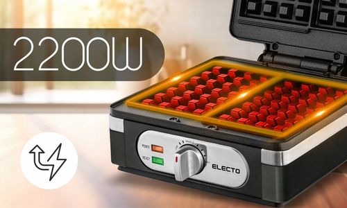 GOFROWNICA ELECTO 2200W Z REGULACJĄ TEMPERATURY 2 DUŻE CHRUPIĄCE GOFRY na Arena.pl