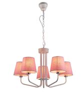 York żyrandol 5x60W E14 biały, różowy klosz