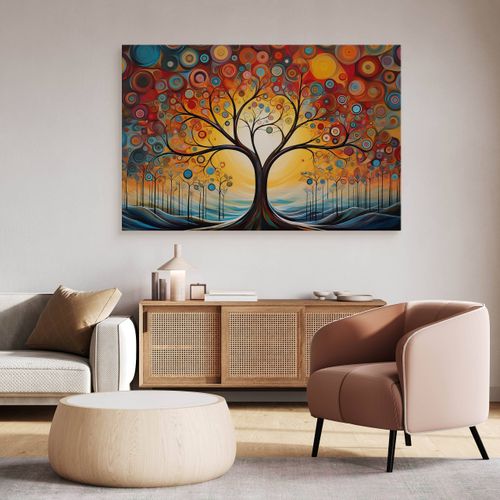 Obraz Canvas Do Salonu Abstrakcja Malowane Wzory Drzewo Boho 70cm x 50cm na Arena.pl