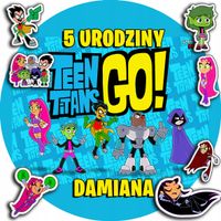 OPŁATEK NA TORT 20CM - TEEN TITANS MŁODZI TYTANI + IMIĘ + ! 15CM 18CM
