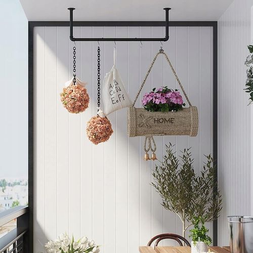 Drążek na ubrania WIESZAK ŚCIENNY 92x30x7,5 cm ZE STALI czarny LOFT na Arena.pl