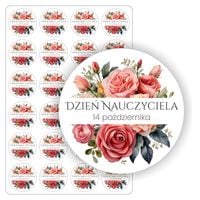 NAKLEJKI etykiety DZIEŃ NAUCZYCIELA przedszkola upominek 24szt. 5cm