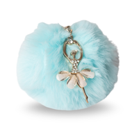 Brelok do kluczy zawieszka do torebki telefonu turkusowy pompon tancerka