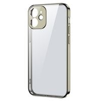 ultra cienkie przezroczyste etui z metaliczną ramką do iphone 12 pro złoty