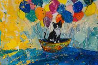 Plakat 60x40cm Kot na Łodzi