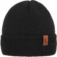 Czapka zimowa męska z wełny Merino czarna Hogan ciepła wygodna