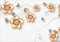 FOTOTAPETA złote kwiaty drzewa marmur 400x280